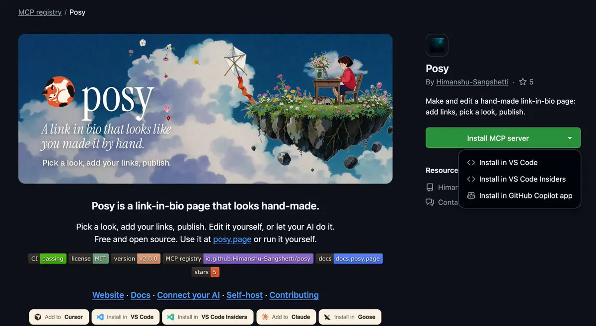 Posy 的演示截图